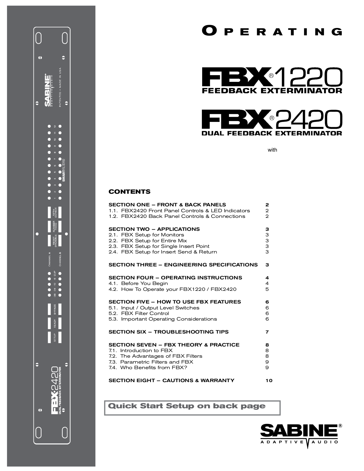 Sabine FBX2420, FBX1220 User Manual