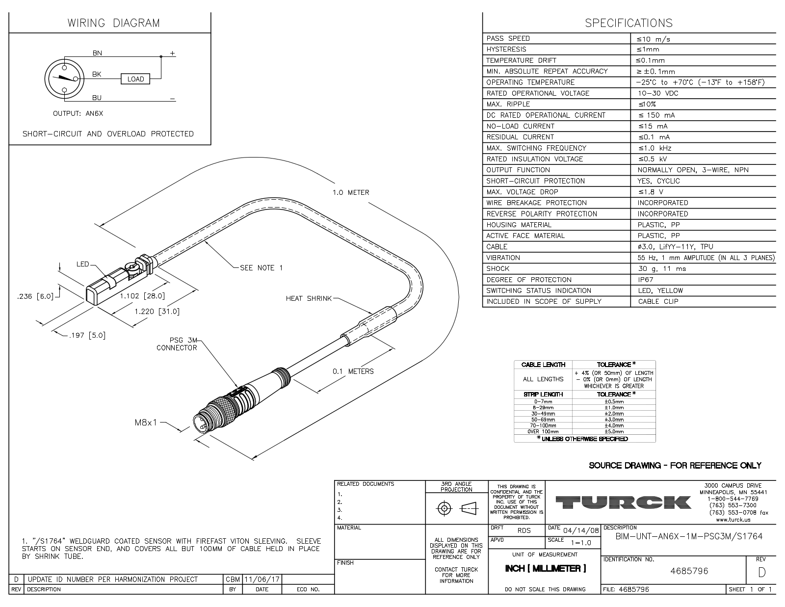 Turck BIM-UNT-AN6X-1-PSG3MS1764 Data Sheet