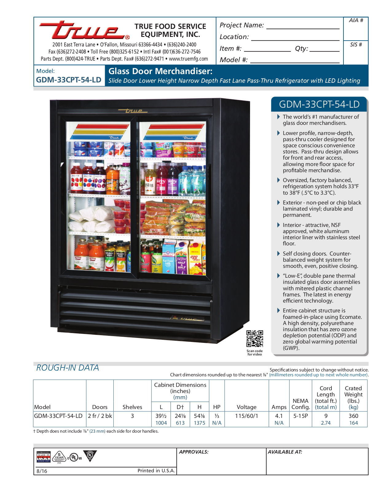 True GDM-33CPT-54-LD User Manual