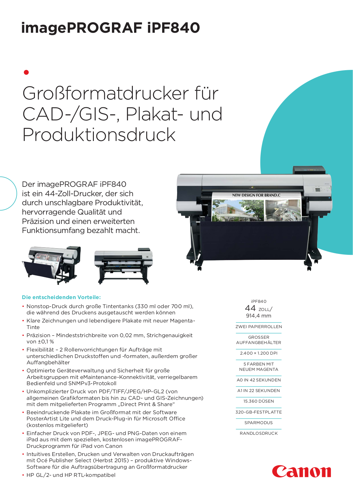 Canon IMAGEPROGRAF IPF840 BROCHURE