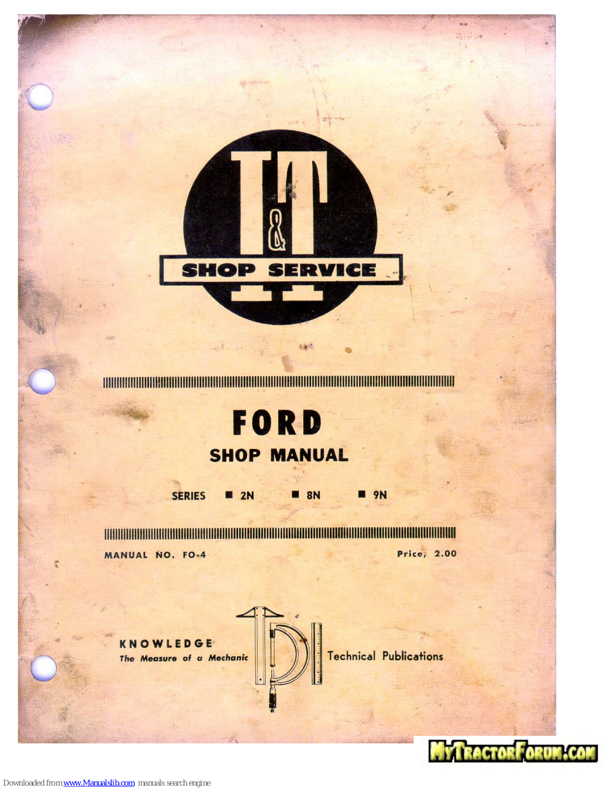 Ford 8N-8NAN, 2N-2NAN, 9N-9NAN Shop Manual