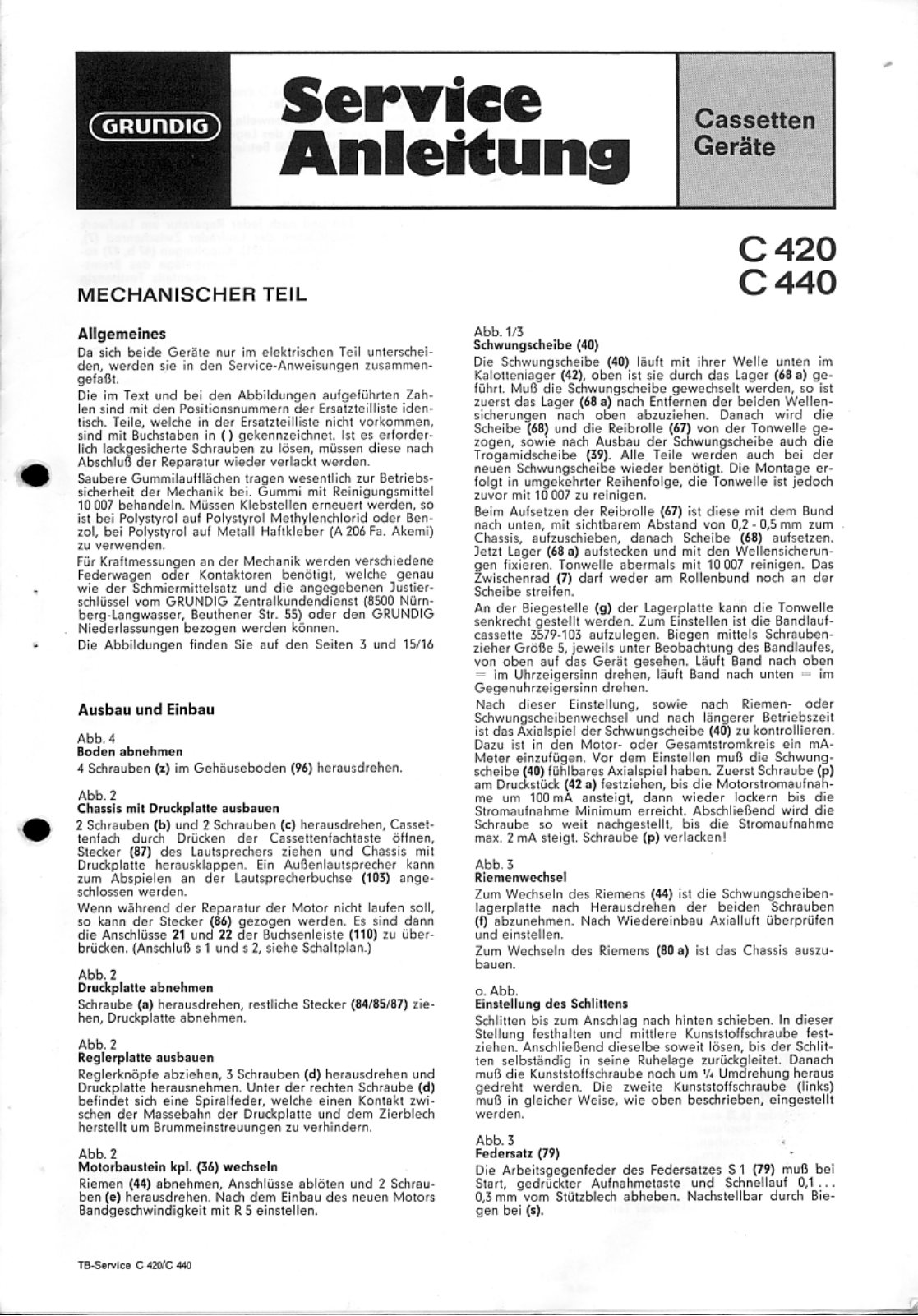 Grundig C-440, C-420 Service Manual