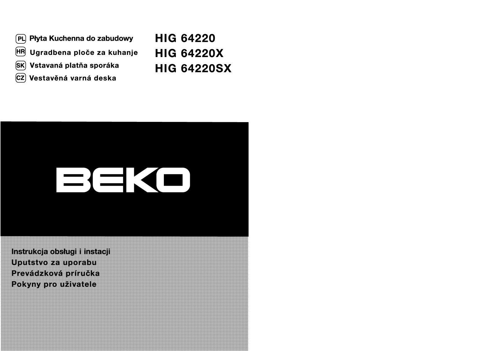 Beko HIG 64220X, HIG 64220SX, HIG 64220 User Manual