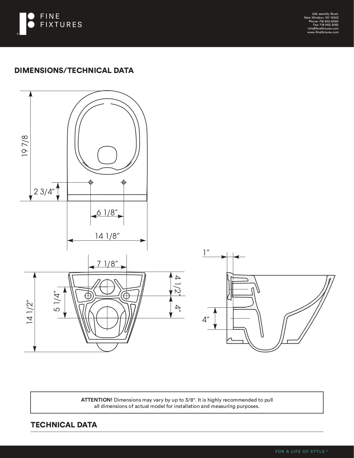 Fine Fixtures EAFK1220 Dimensions - ManualMachine.com