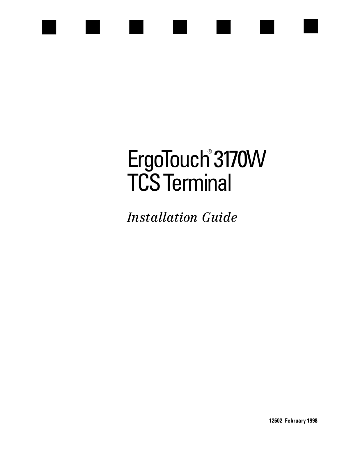 3M Dynapro Series A ET 3170W Installation and Service Guide