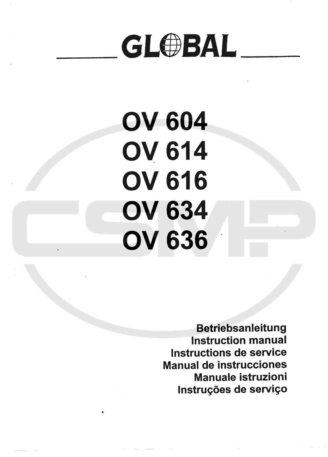 Global OV614, OV616, OV634, OV636 Parts Book