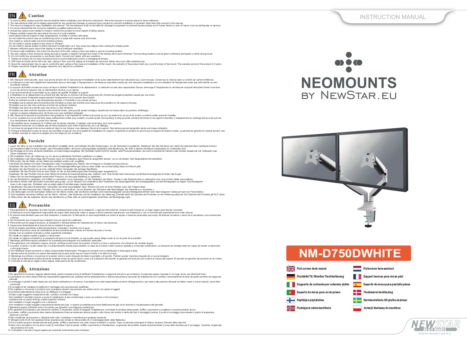 Newstar NM-D750DWHITE User Manual