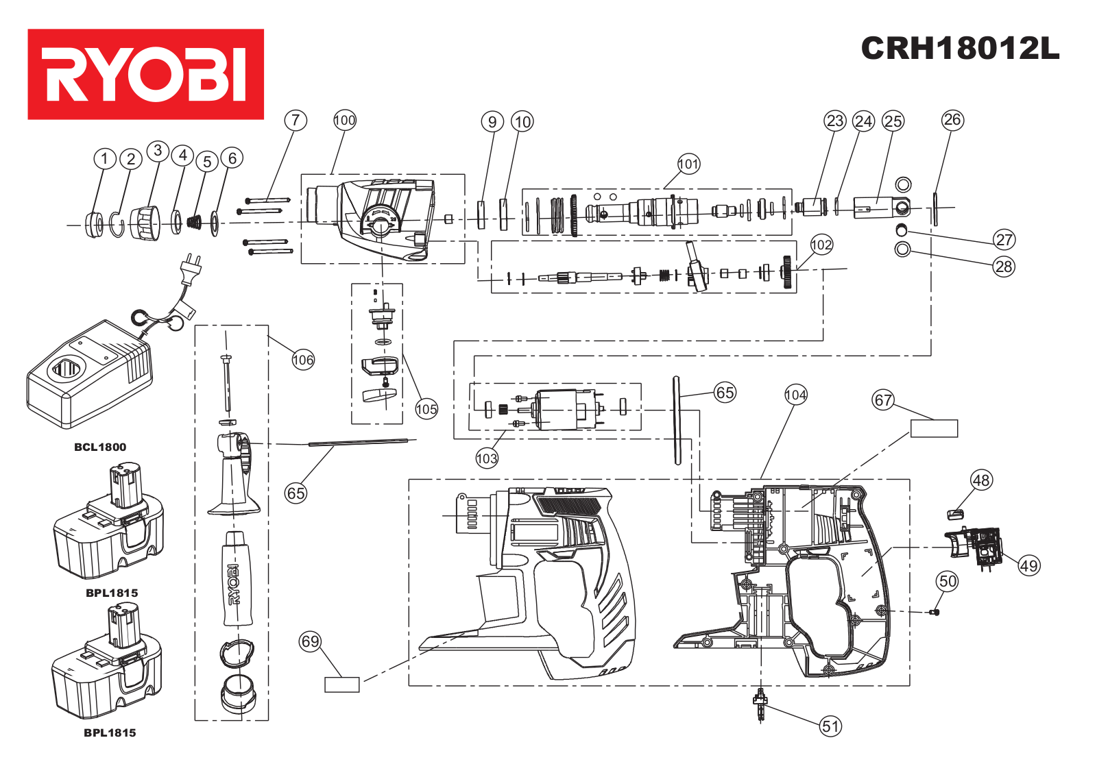 Ryobi CRH18012L User Manual