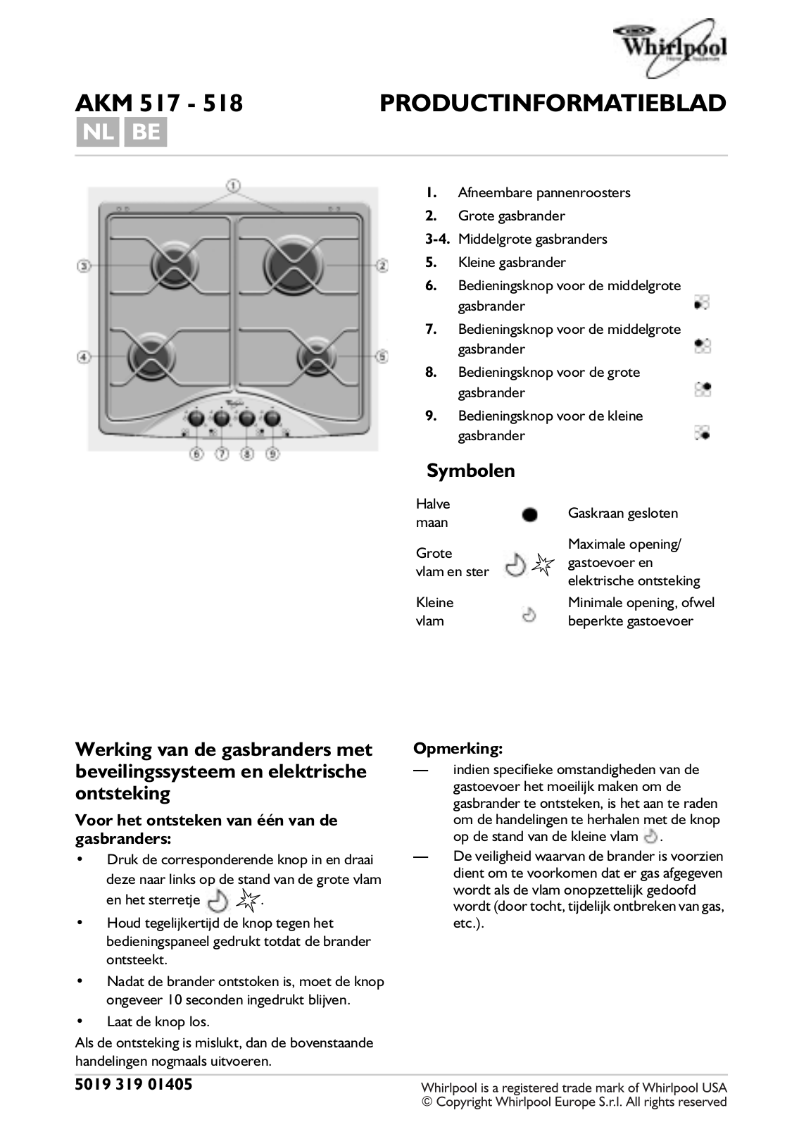 Whirlpool AKM 517/NA/C, AKM 518/NA/C, AKM 517/IR User Manual