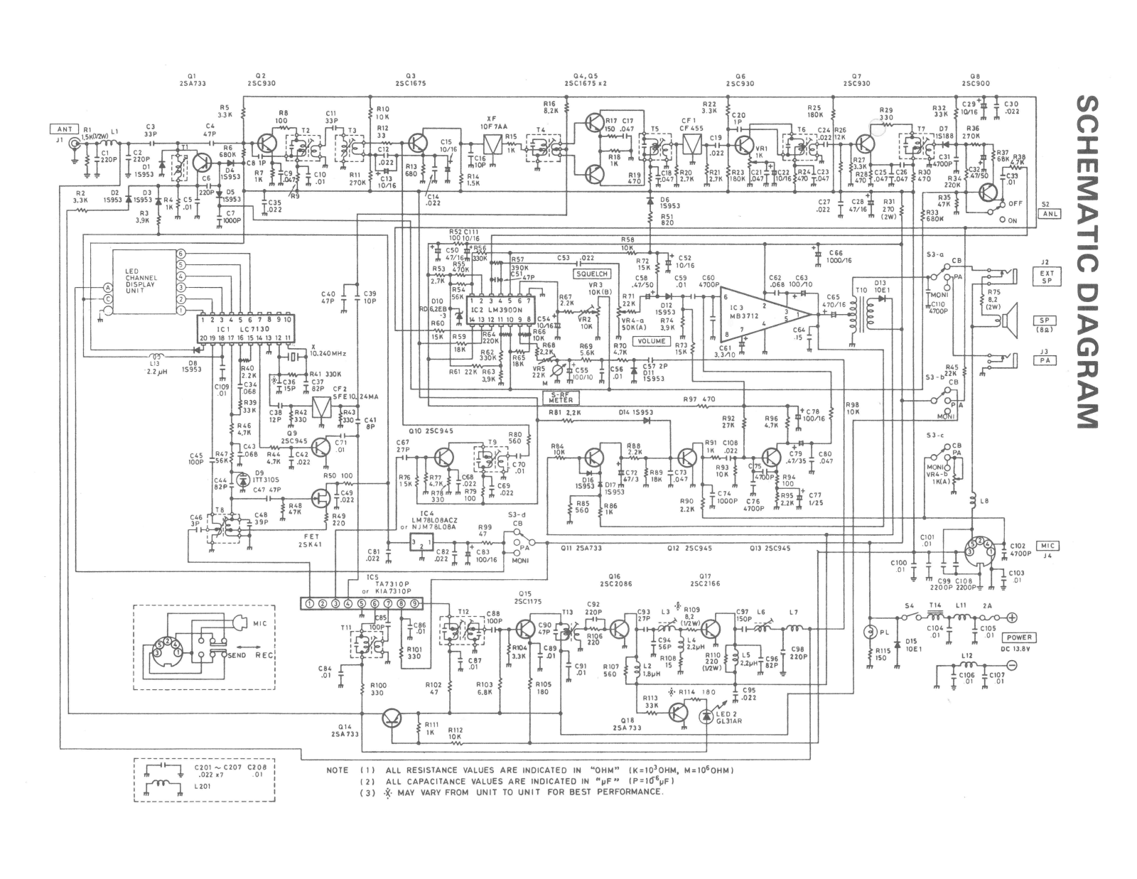 Realistic trc422, rc 422a Schematic