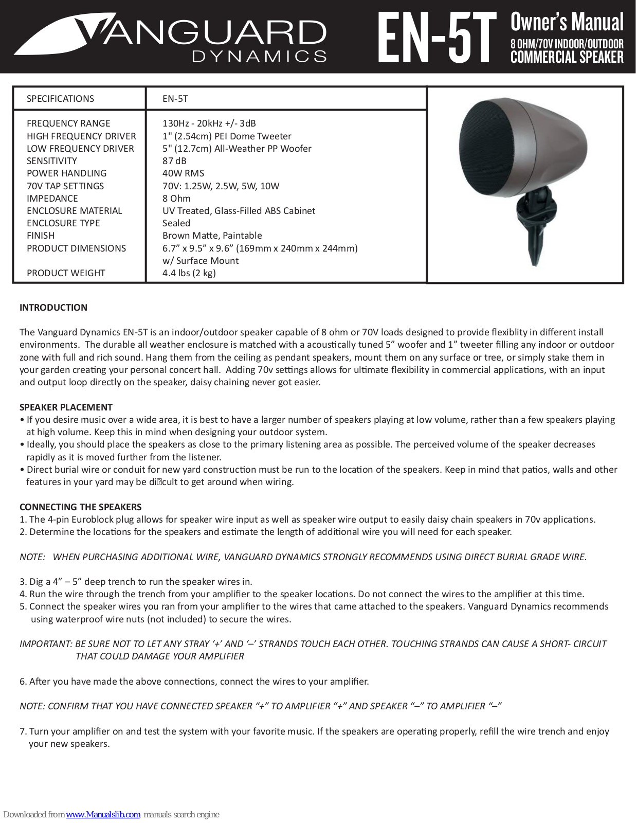 Vanguard EN-5T Owner's Manual