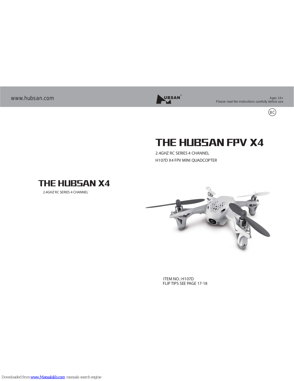 Hubsan FPV X4, FPV X4 H107D Instructions Manual