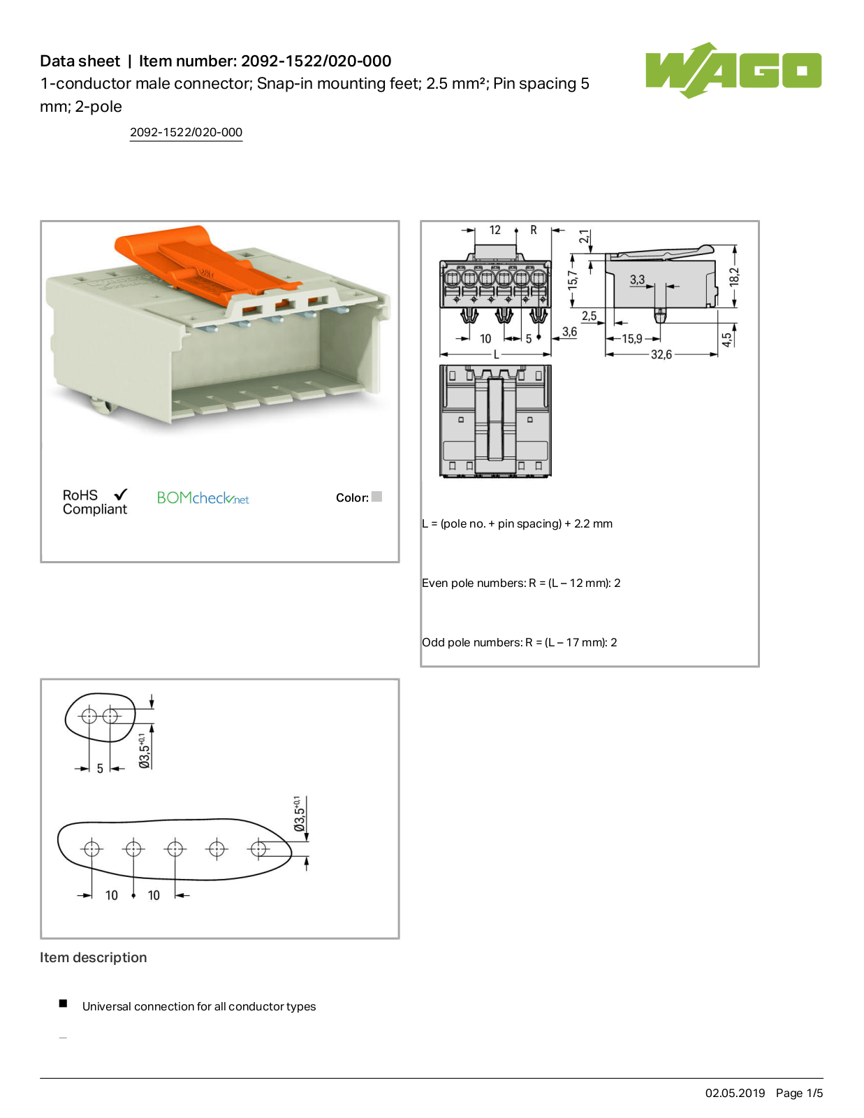 Wago 2092-1522/020-000 Data Sheet