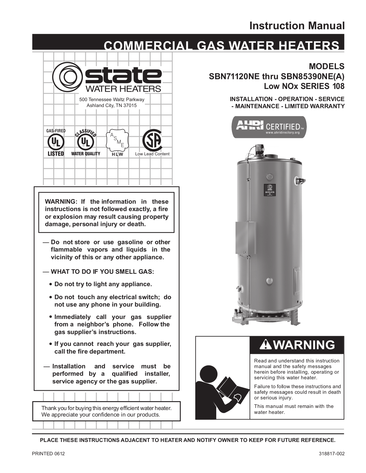 State SBN85 390NE А User Manual