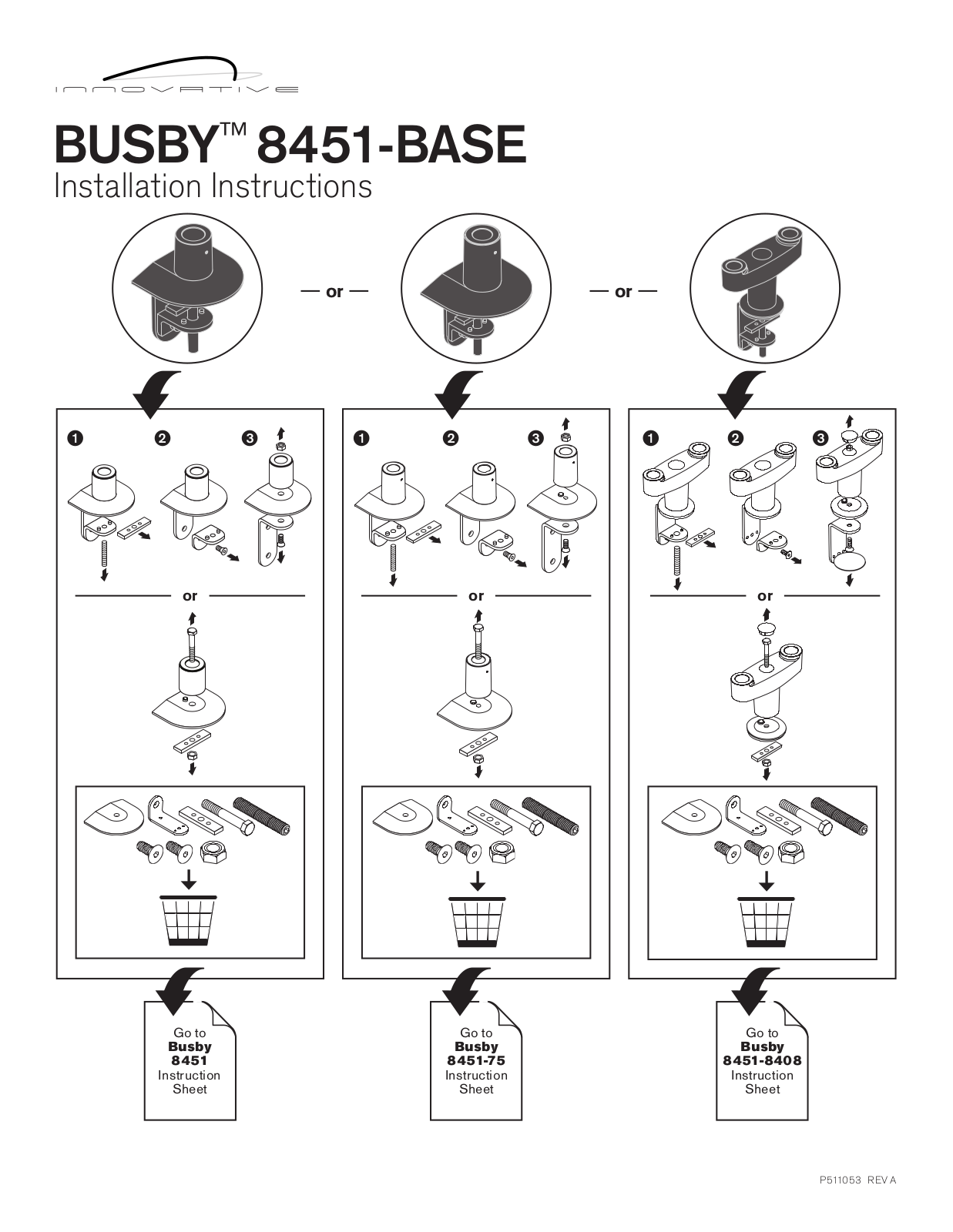 Human Solution Innovative BUSBY 8451-BASE, Innovative BUSBY 8451, Innovative BUSBY 8451-8408, Innovative BUSBY 8451-75 Installation Instructions Manual