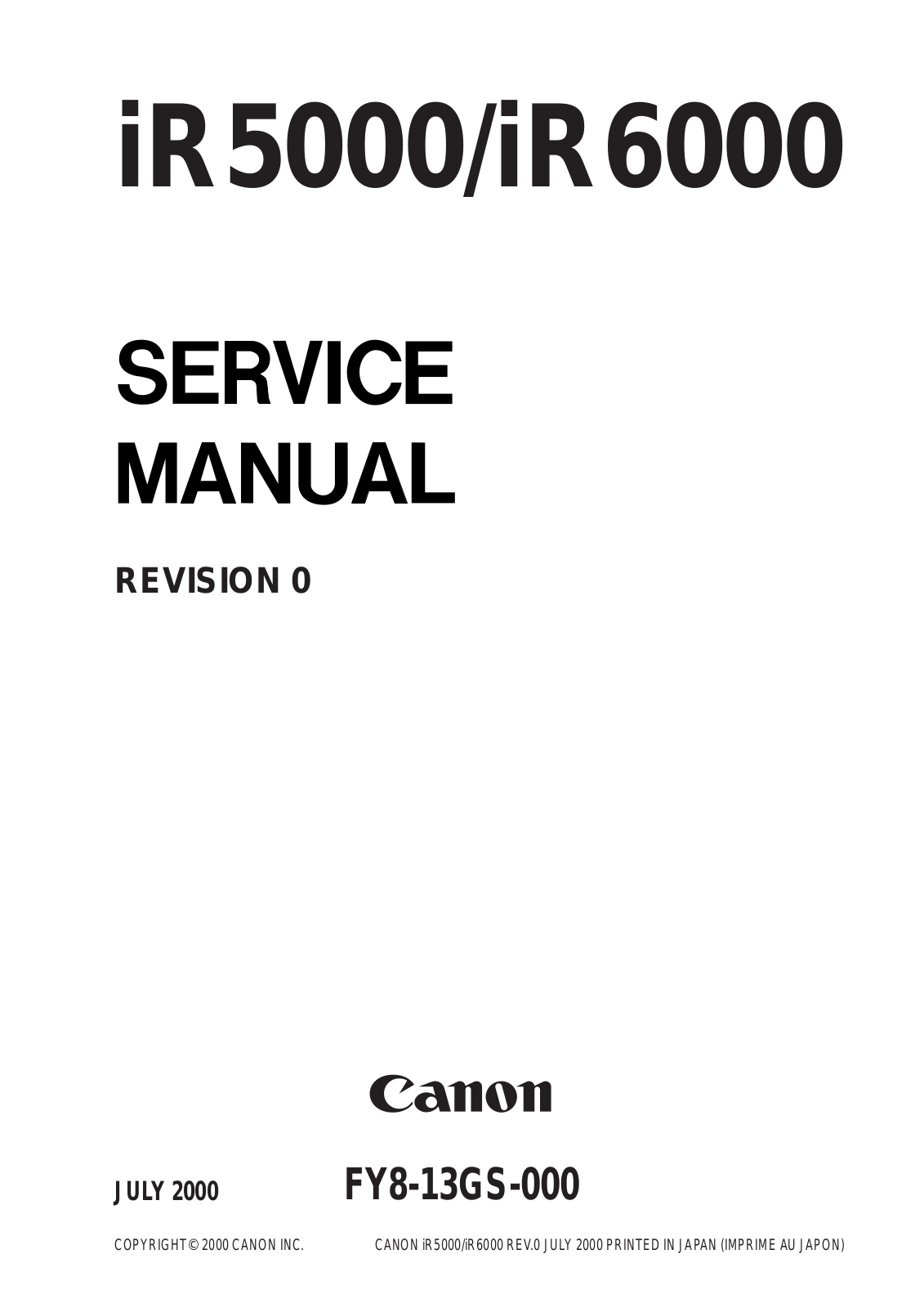 Canon imageRUNNER 5000, imageRUNNER 6000 Service Manual