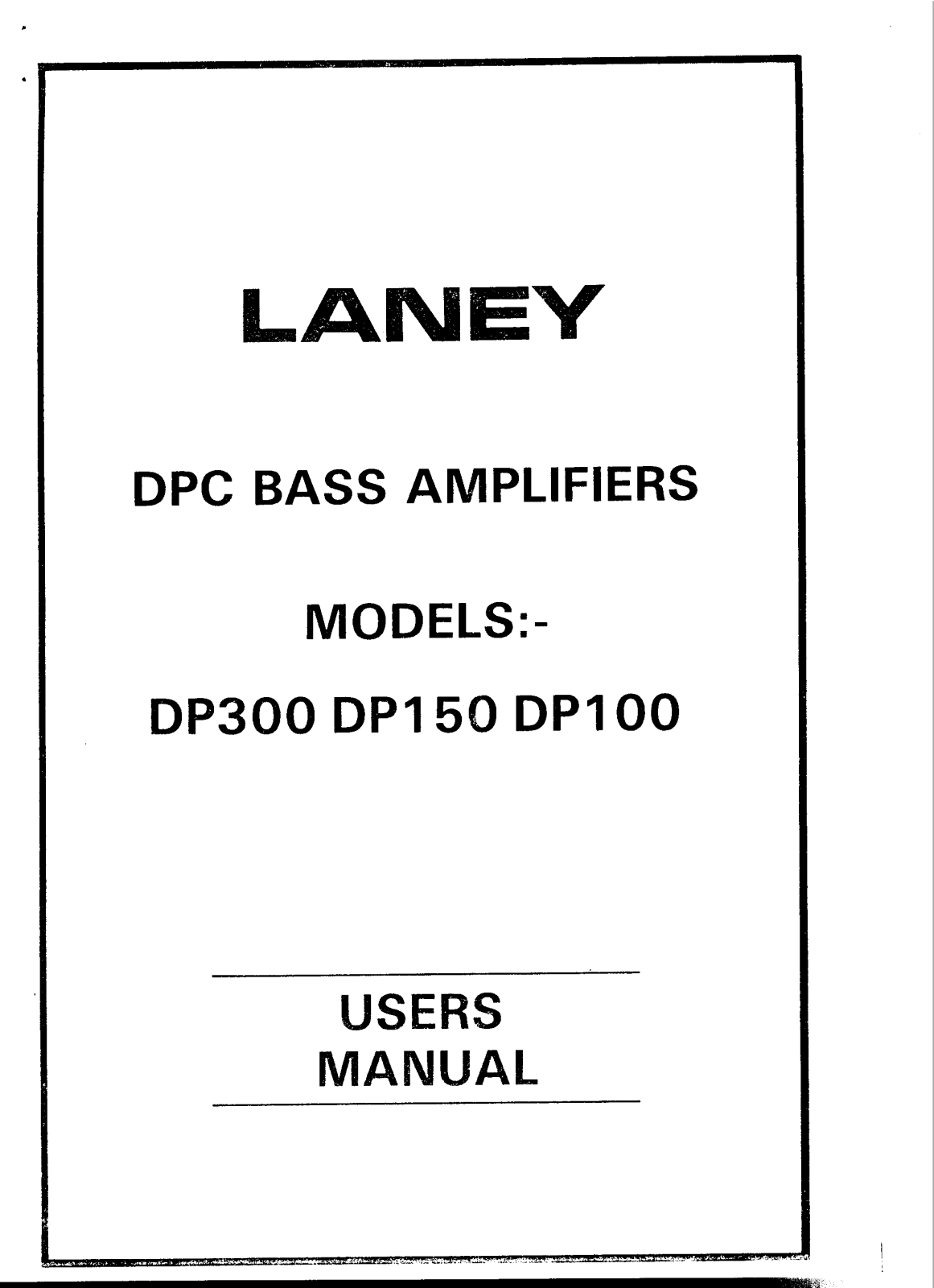 Laney DP300, DP150, DP100 Owner's Manual