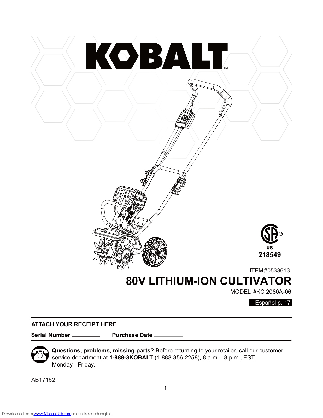 Kobalt KC 2080A-06, 0533613 User Manual