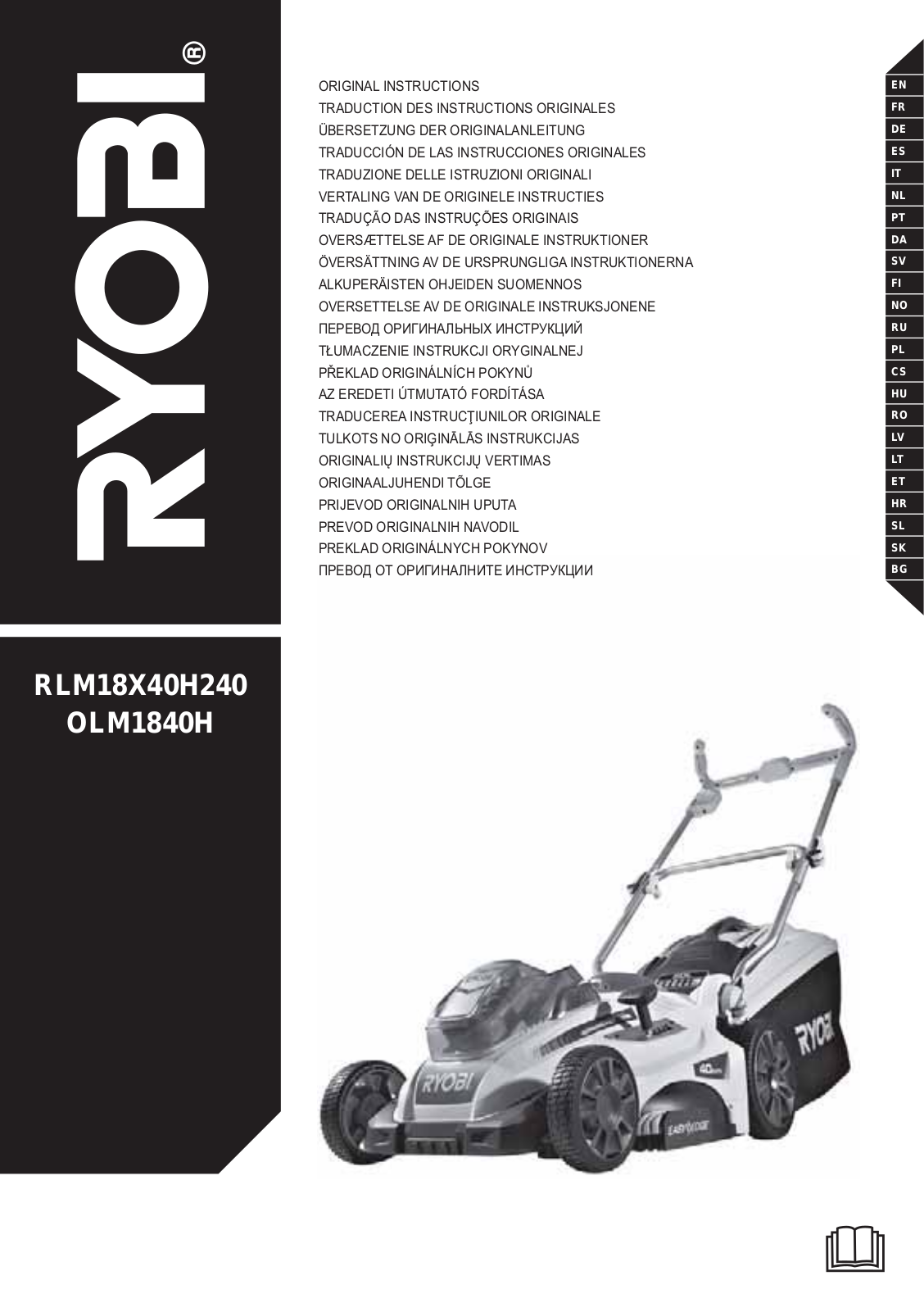 Ryobi RLM18X40H240, OLM1840H User Manual