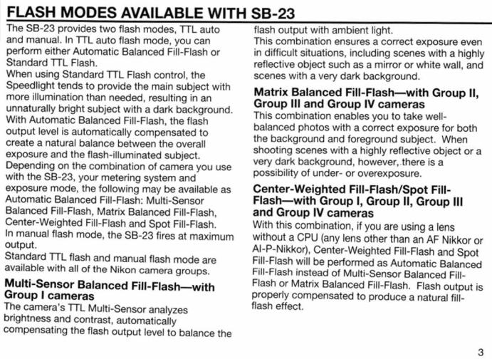 Nikon SB-23 AF SPEEDLIGHT Instruction Manual