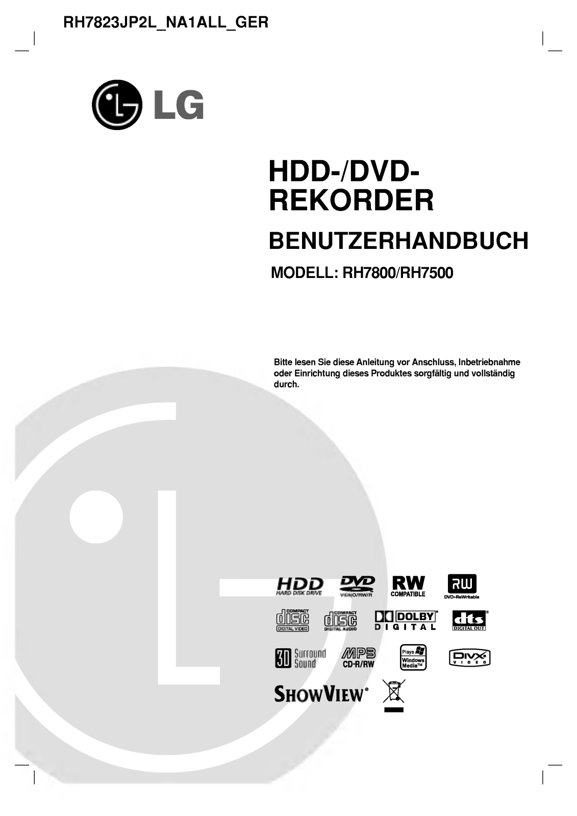 LG RH7521CP2L Owner’s Manual