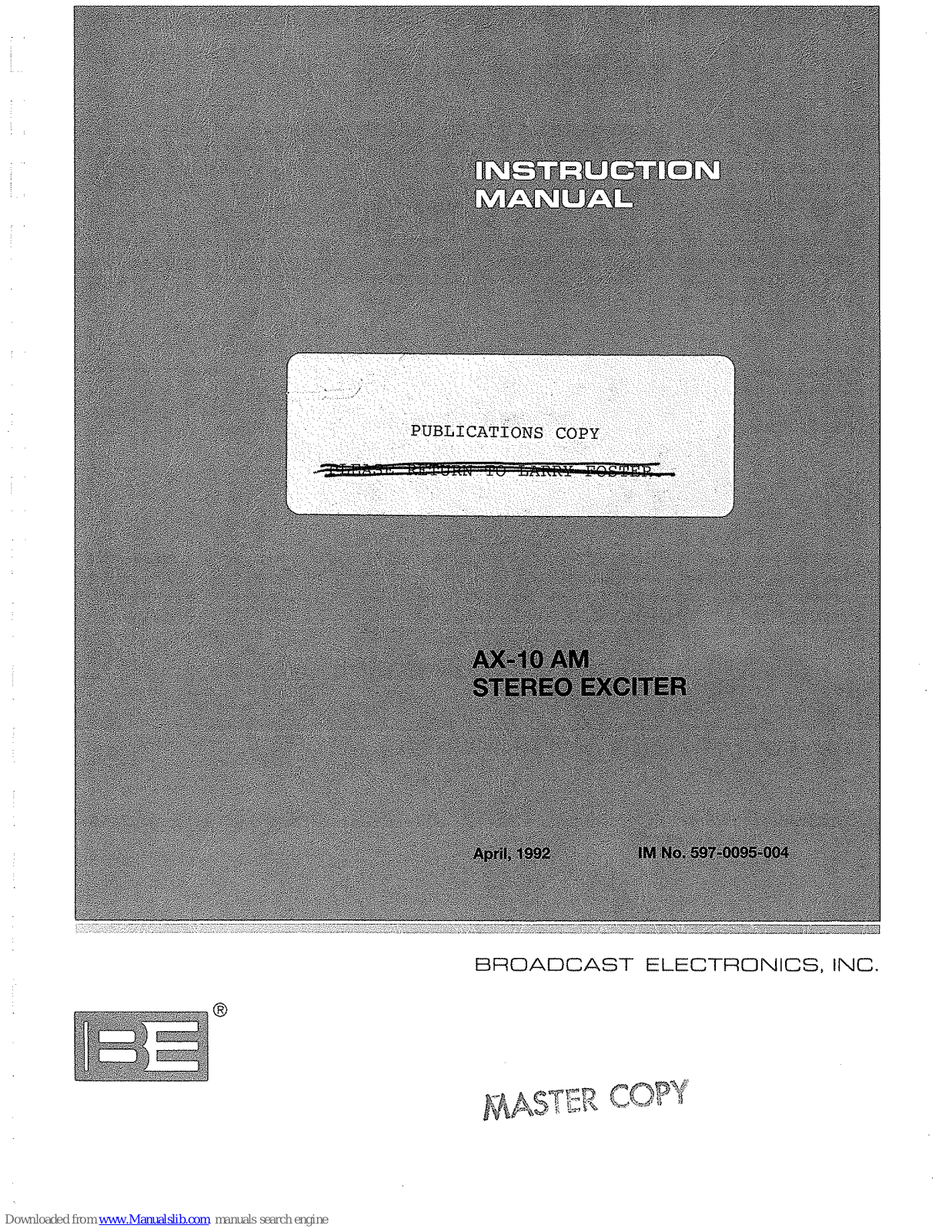 BE AX-10 AM Instruction Manual