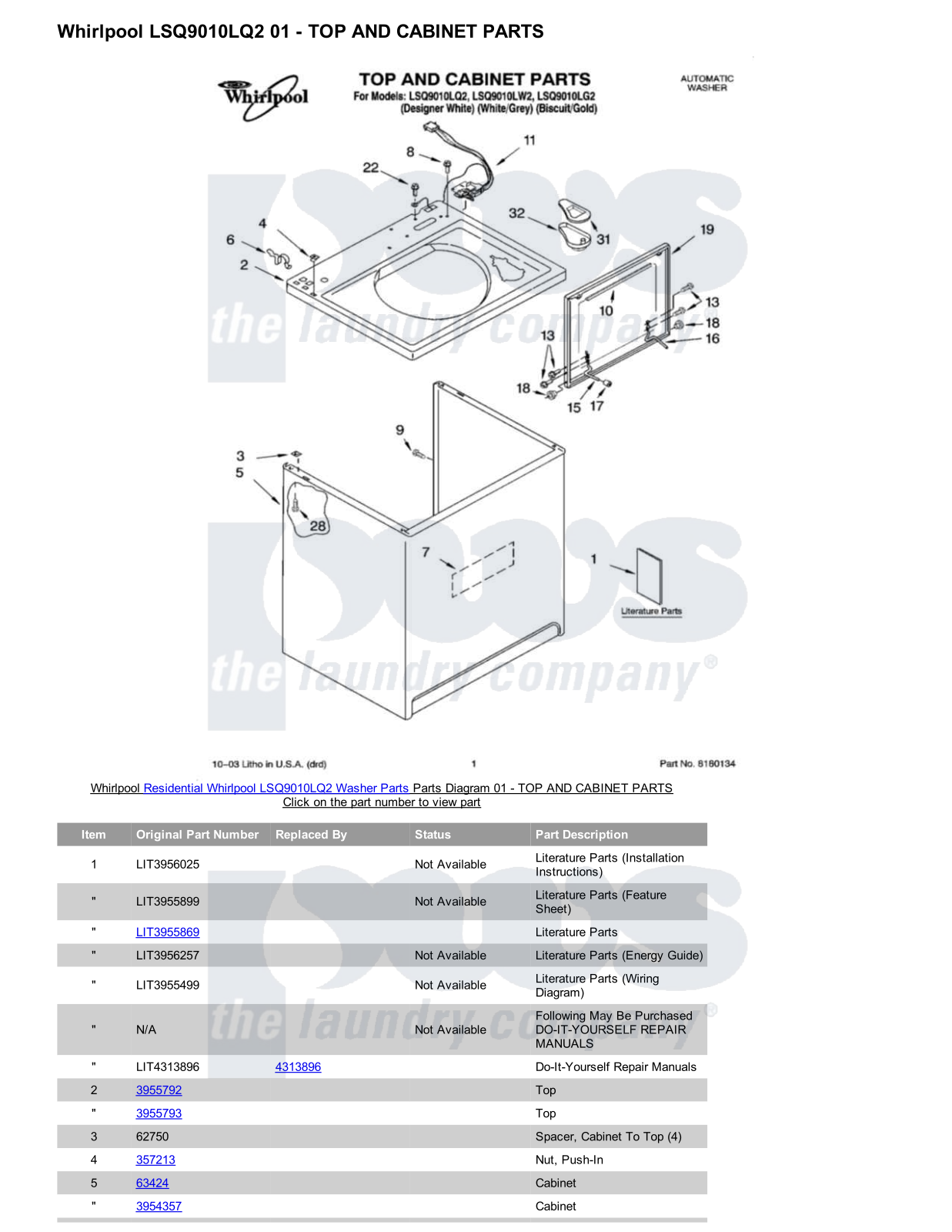 Whirlpool LSQ9010LQ2 Parts Diagram