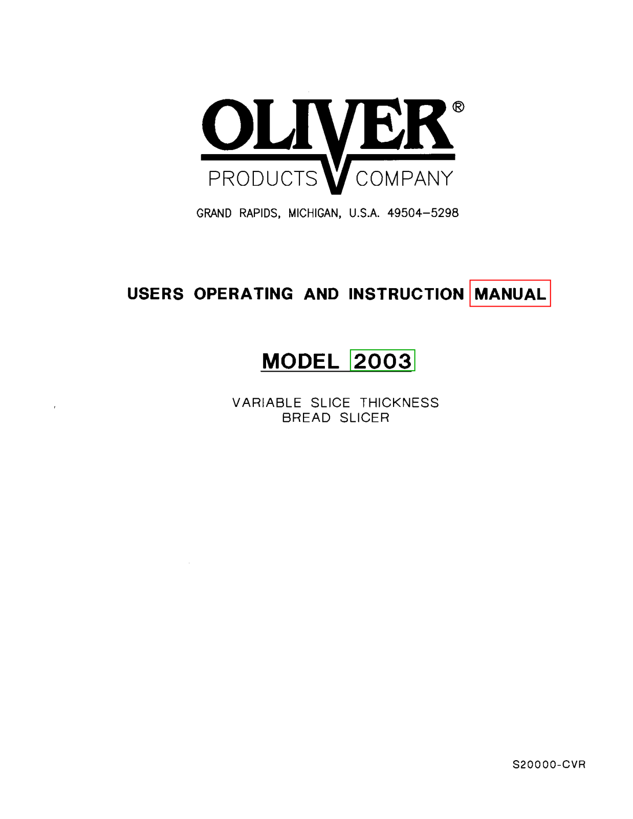 Oliver 2003 Installation  Manual - ManualMachine.com