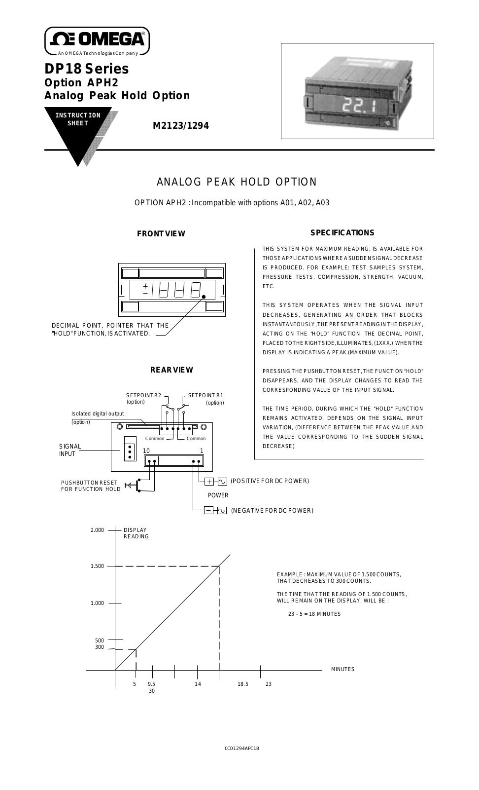 Omega Products DP18-APH2 Installation  Manual