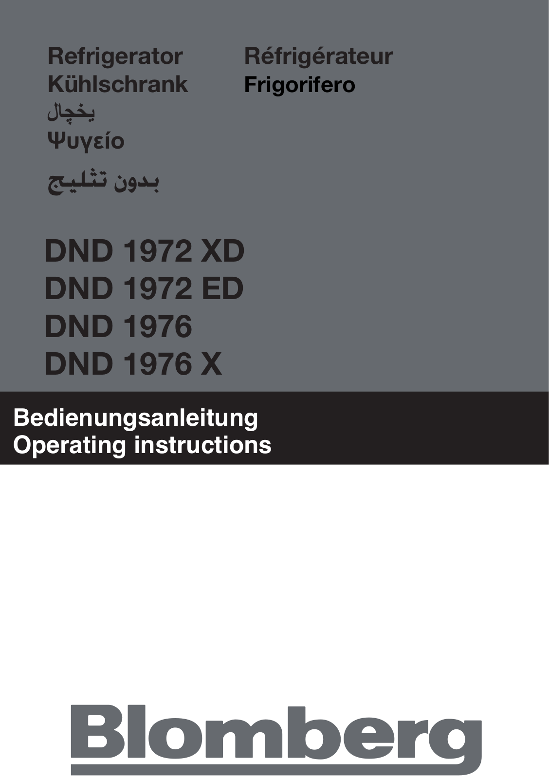 Blomberg DND 1972 XD, DND 1972 ED, DND 1976, DND 1976 X User Manual