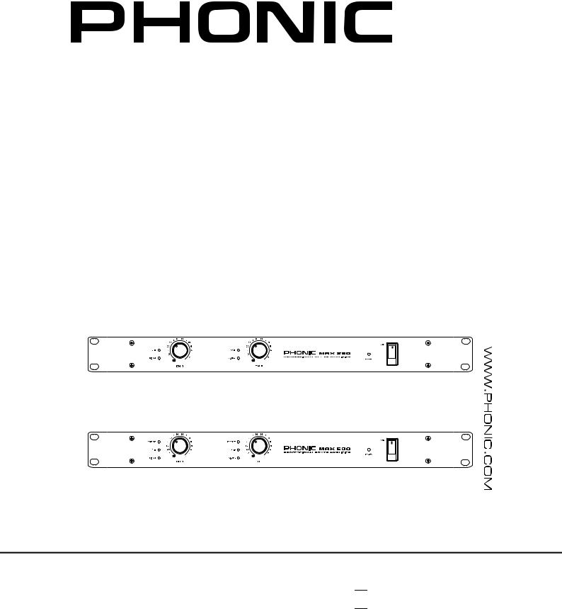 Phonic MAX 250, MAX 500 User’s Manual