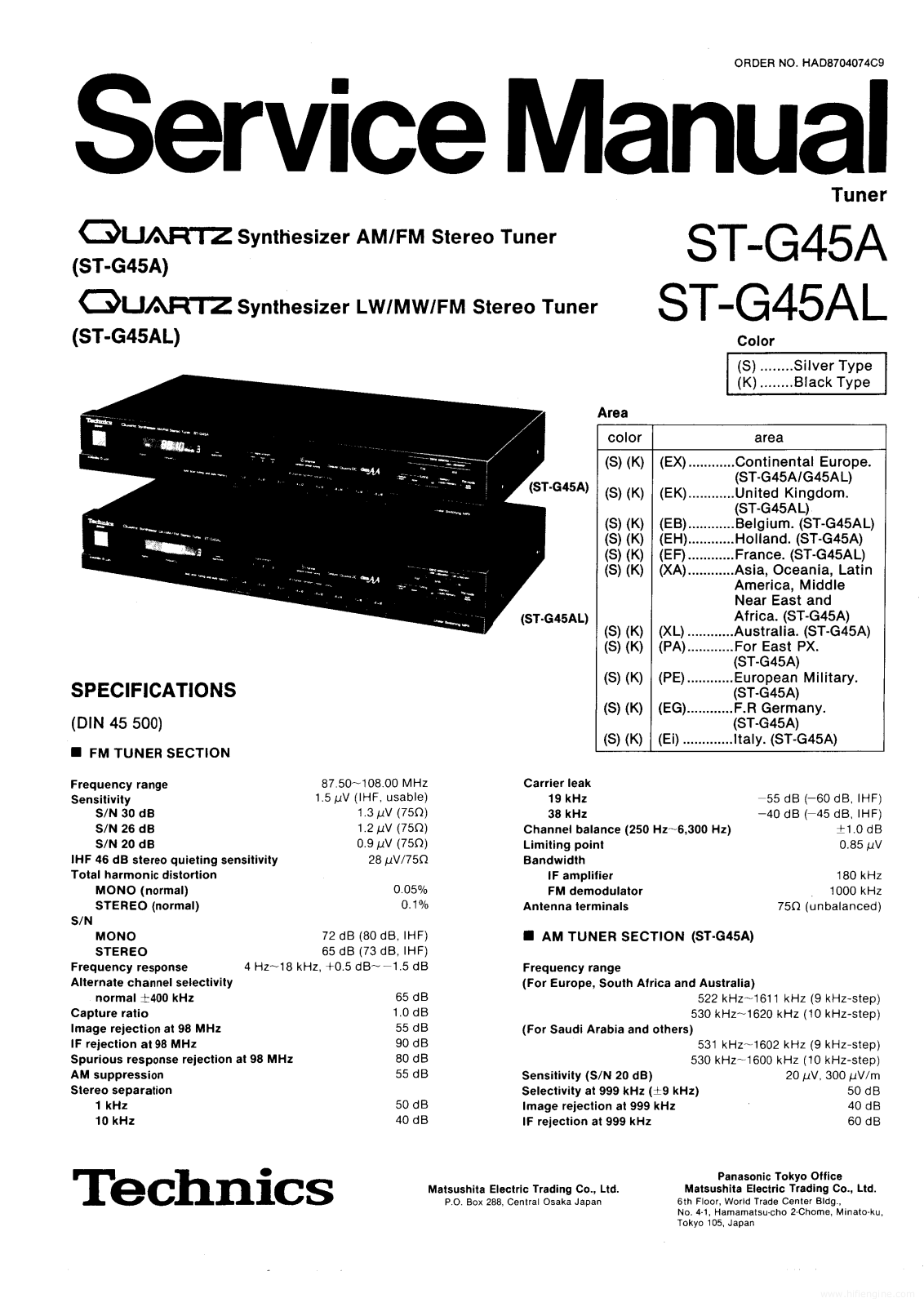 Technics ST-G45A, ST-G45AL Service Manual