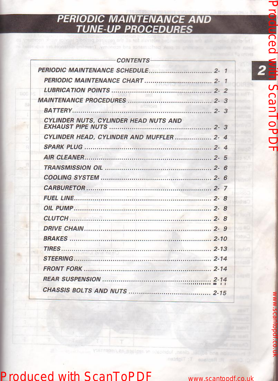 Suzuki 125RG Service Manual 2 periodic maintenace and tune-up procedure