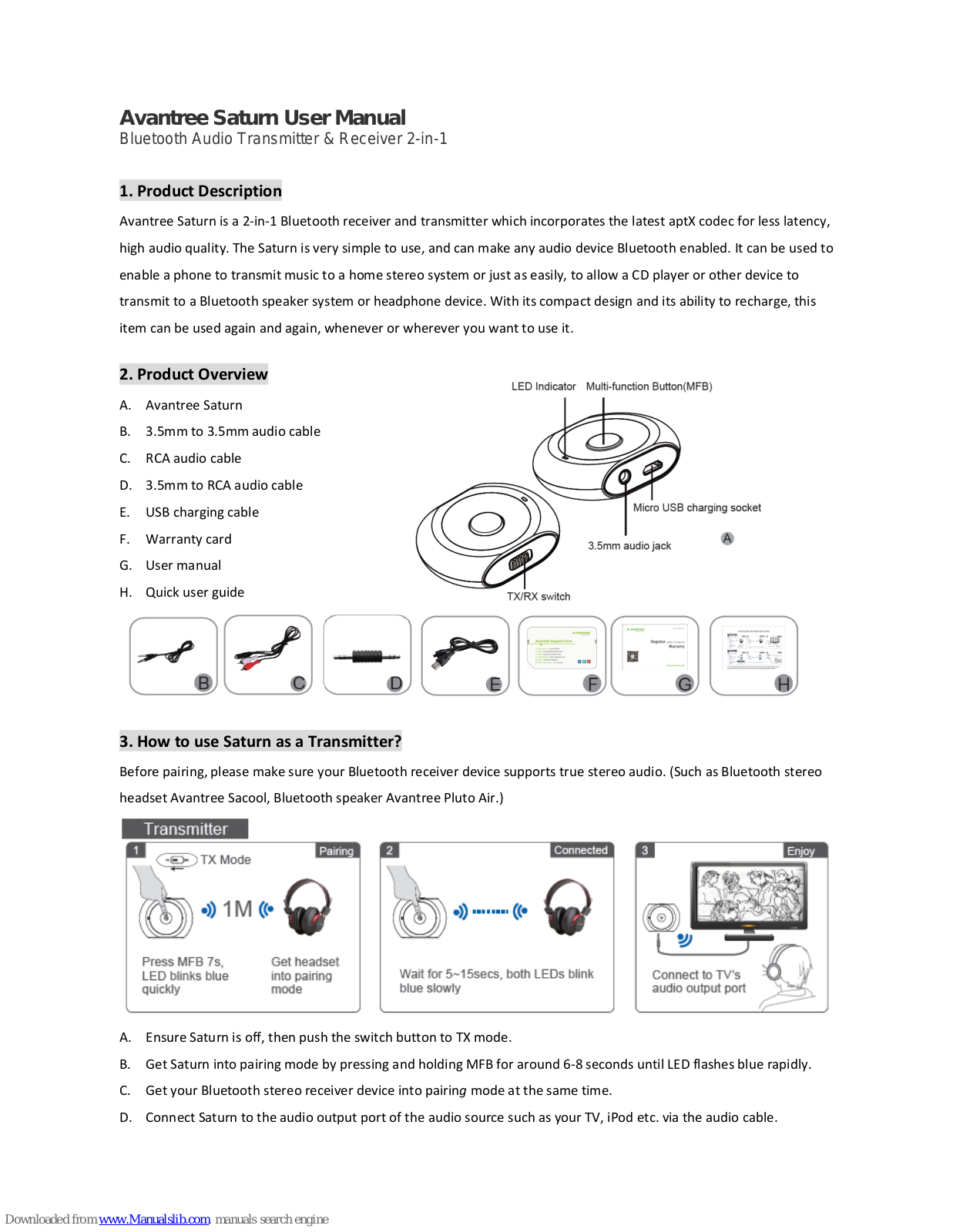 Avantree Saturn User Manual