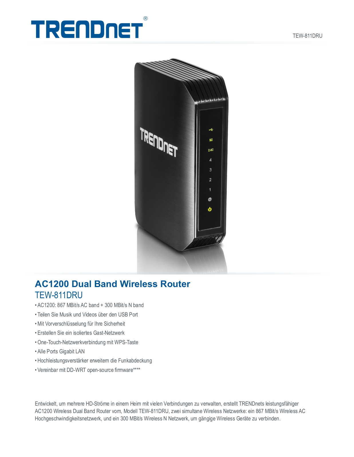 Trendnet TEW-811DRU Datasheet