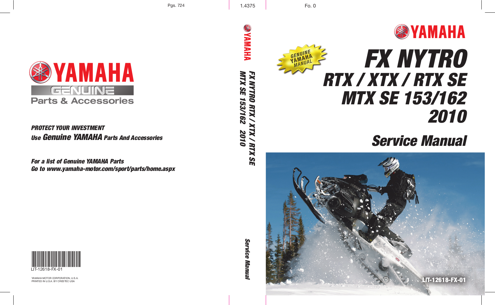 Yamaha 2010 FX Nytro FX10RTX, 2010 FX Nytro FX10MTX, 2010 FX Nytro FX10RTRAX, 2010 FX Nytro FX10MTRAX, 2010 FX Nytro FX10RTRX Service Manual