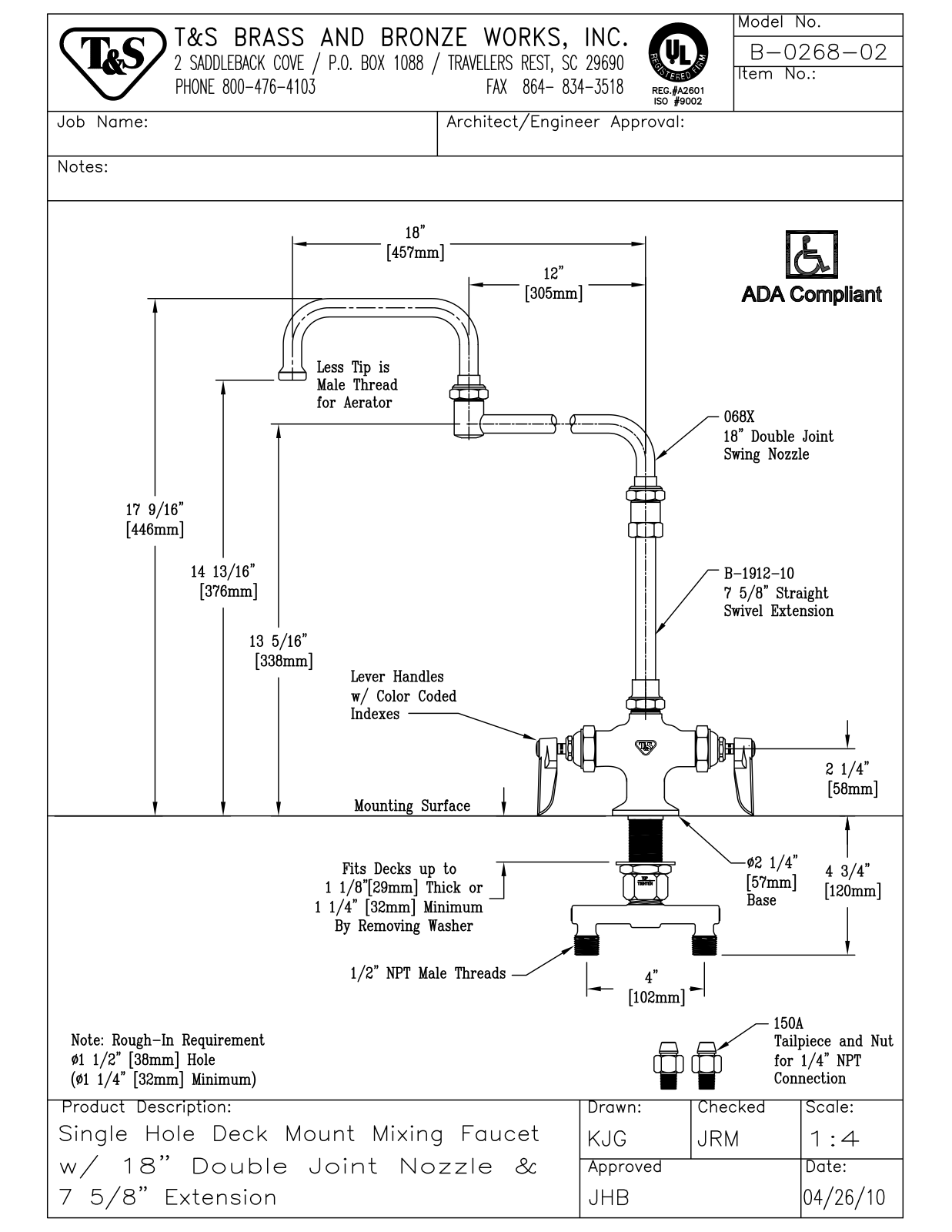 T & S Brass & Bronze Works B-0268-02 General Manual