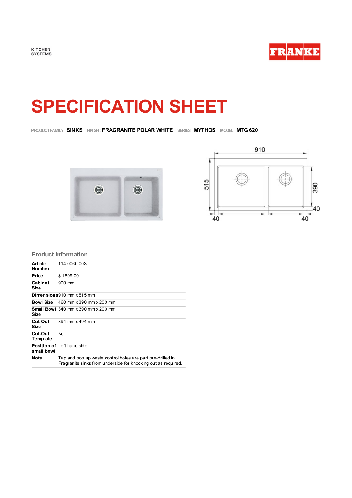 Franke Foodservice MTG 620 User Manual