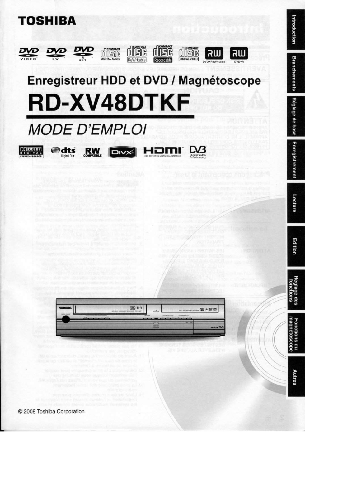 TOSHIBA RD-XV48DT User Manual