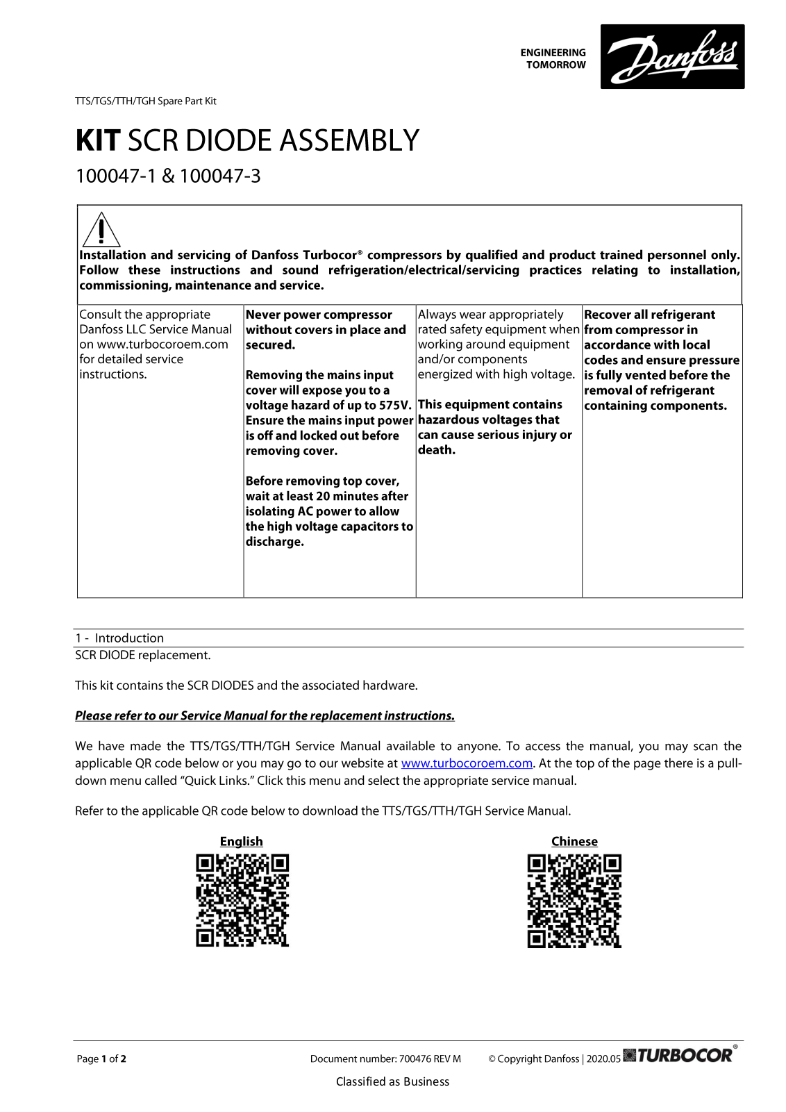 Danfoss kit scr diode assembly Application guide