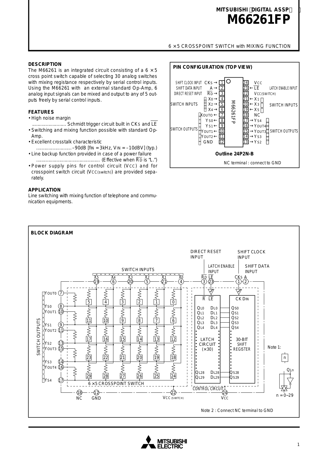 Mitsubishi M66261FP Datasheet