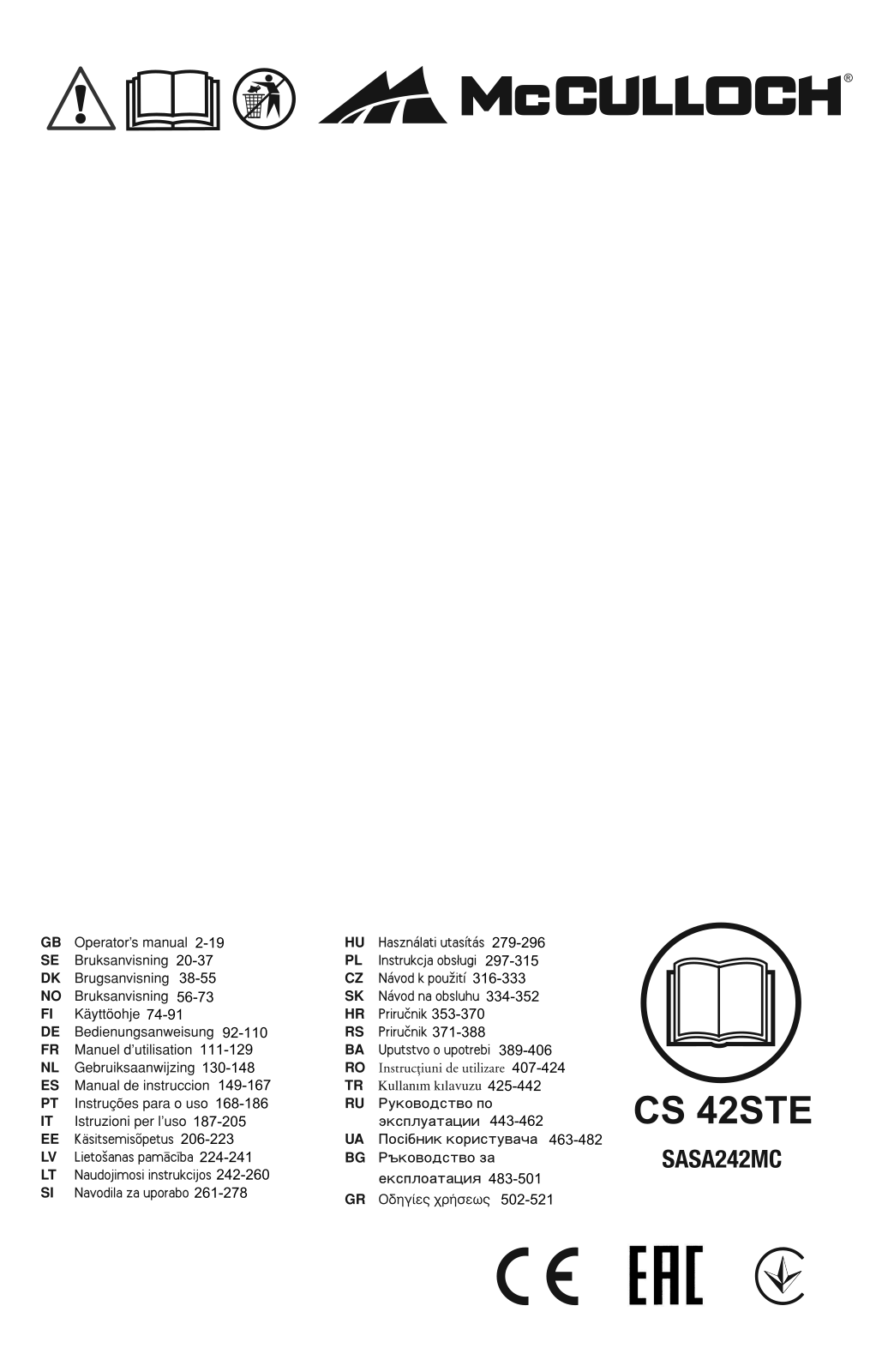 McCulloch CS42STE User Manual