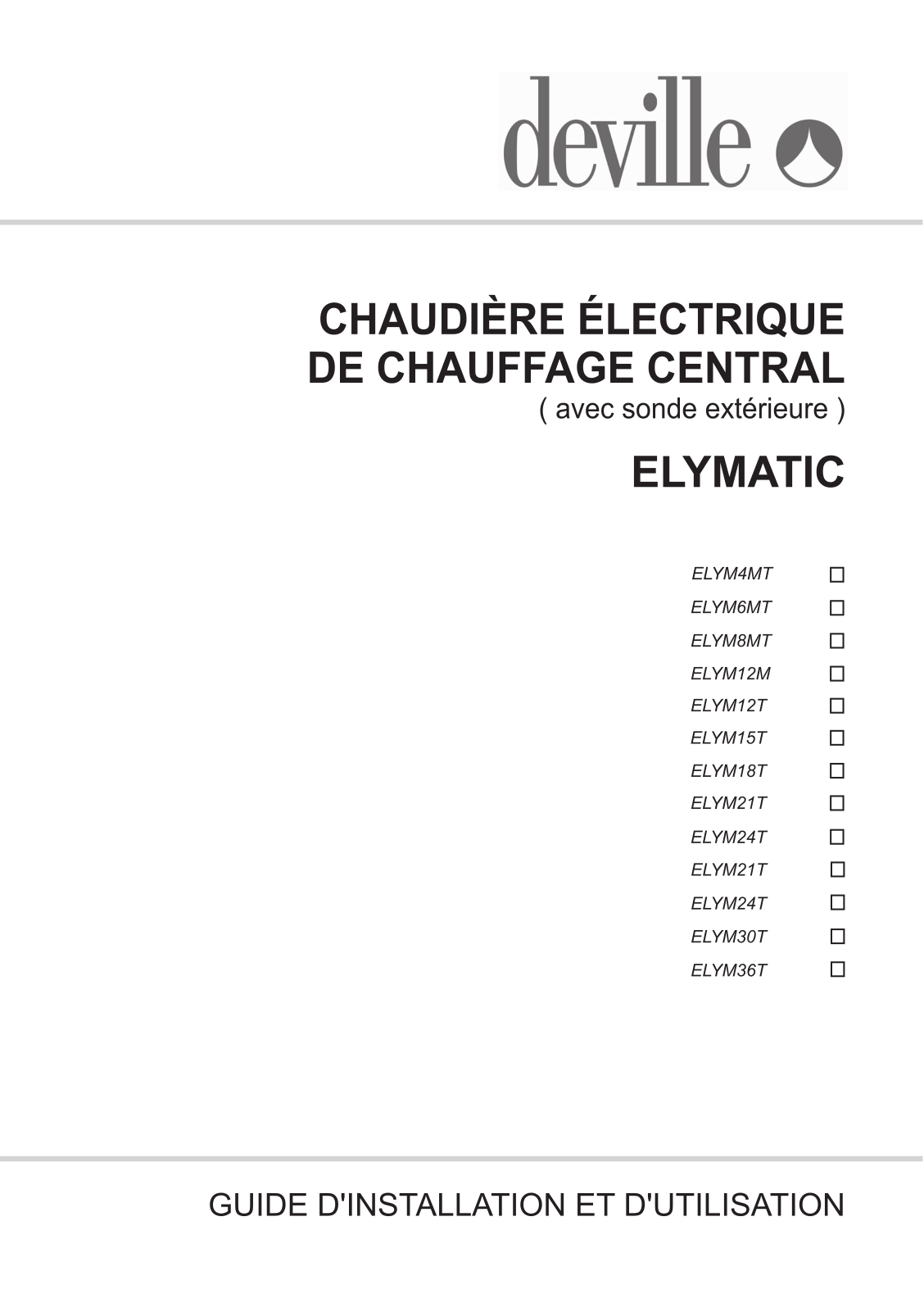 DEVILLE Elymatic User Manual