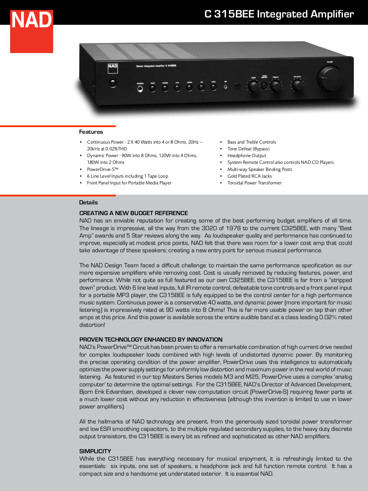 NAD C315BEE User Manual