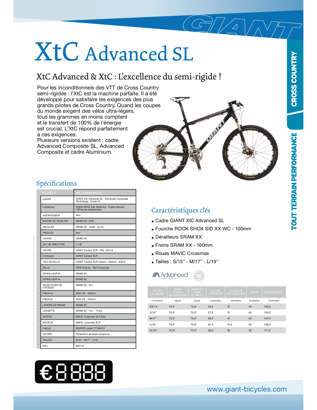 GIANT XTC ADVANCED SL User Manual