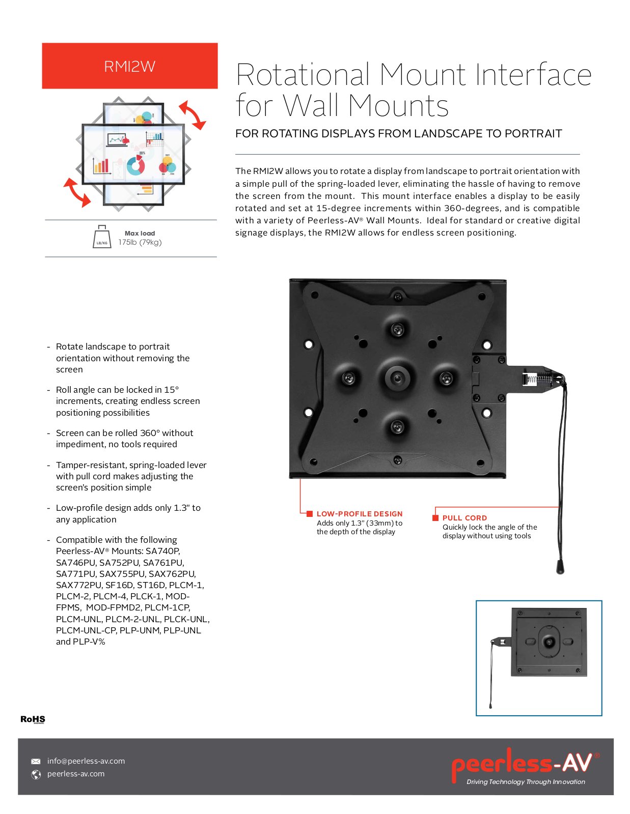 Peerless-AV RMI2W Specsheet