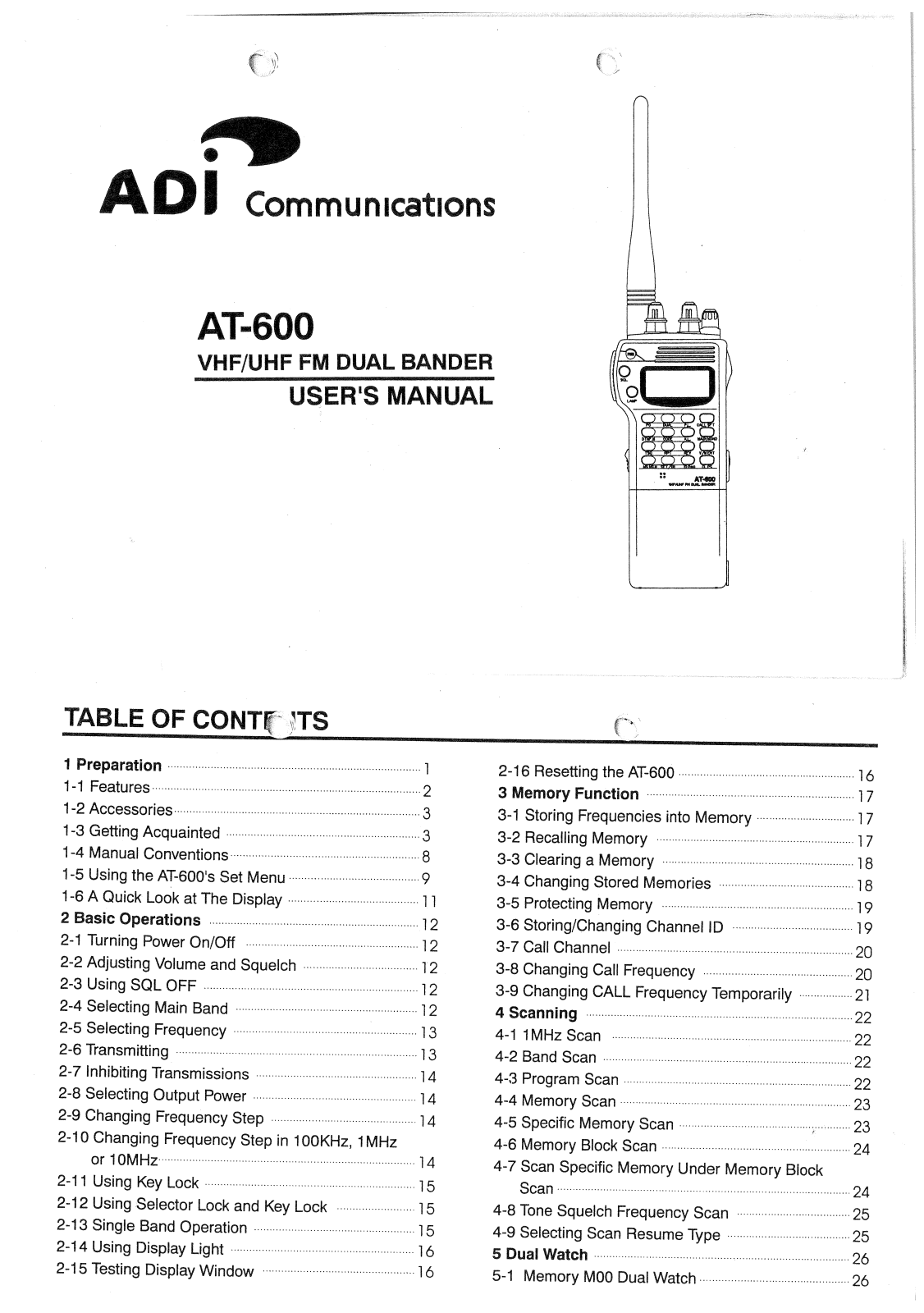 ADi Communications AT-600 User Manual