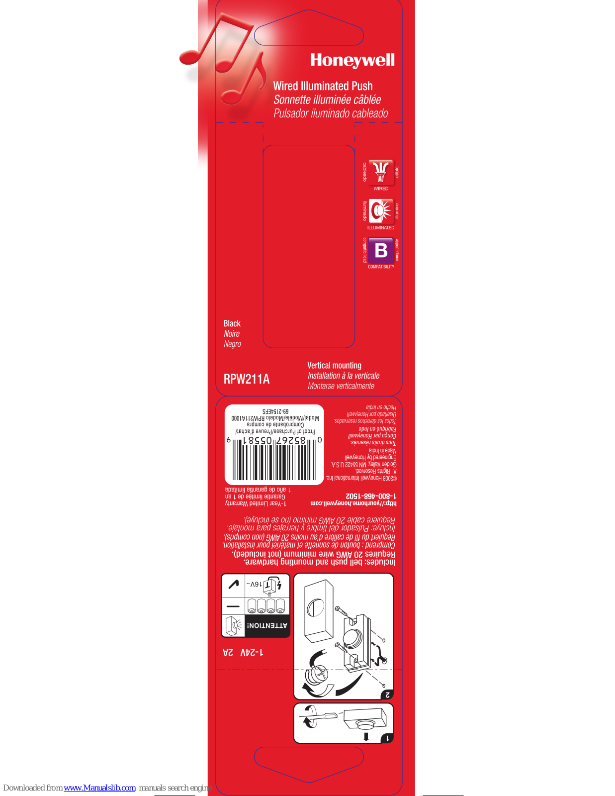 Honeywell RPW211A Mounting Instruction