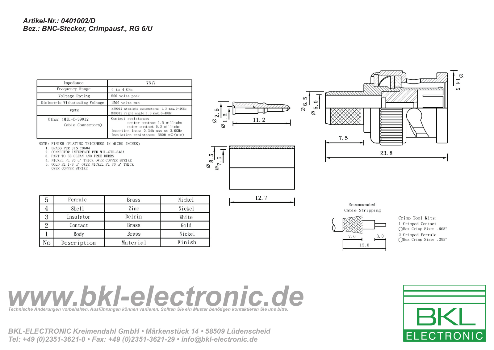 BKL BNC 0401002D Datasheet - ManualMachine.com