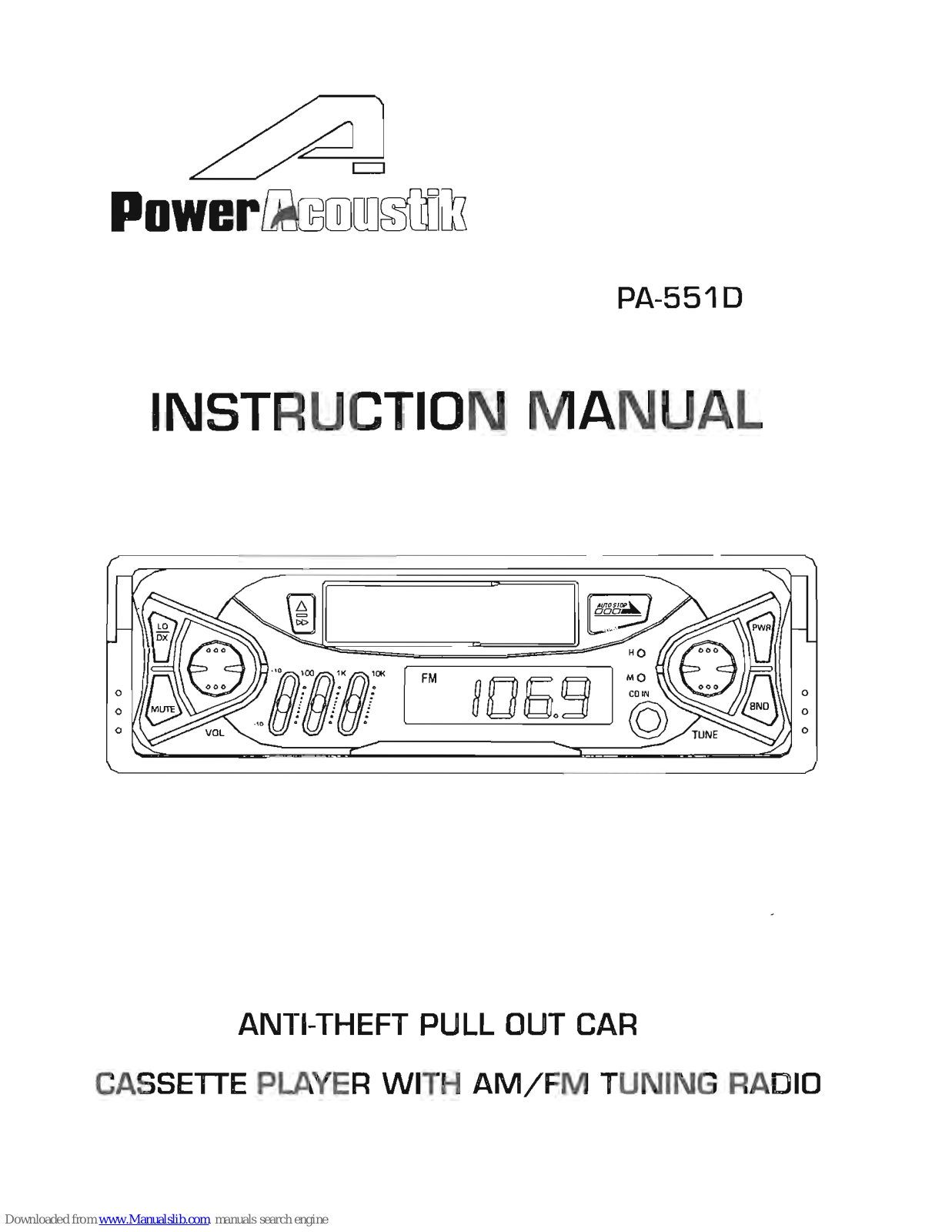 Power Acoustik PA-551D Instruction Manual